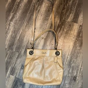 Coach Beige Leather Shoulder Bag